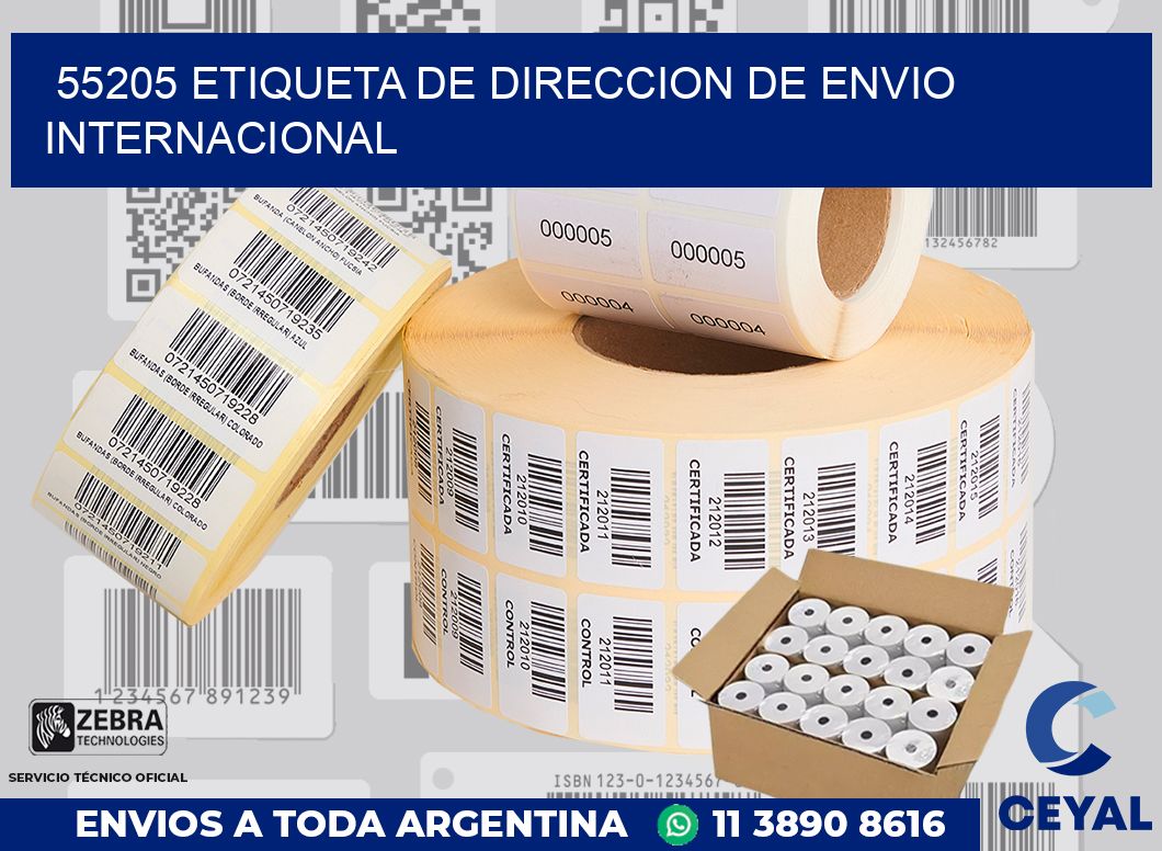 55205 Etiqueta de direccion de envio internacional