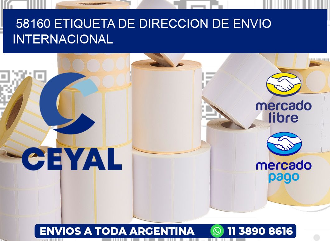 58160 Etiqueta de direccion de envio internacional