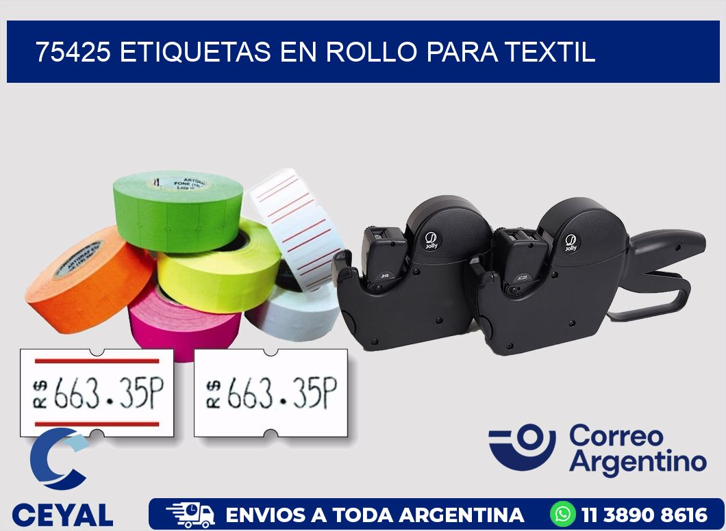 75425 etiquetas en rollo para textil