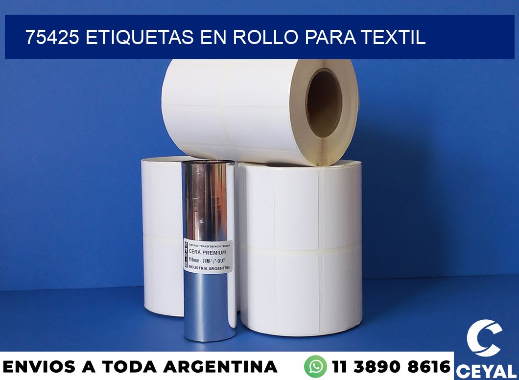 75425 etiquetas en rollo para textil