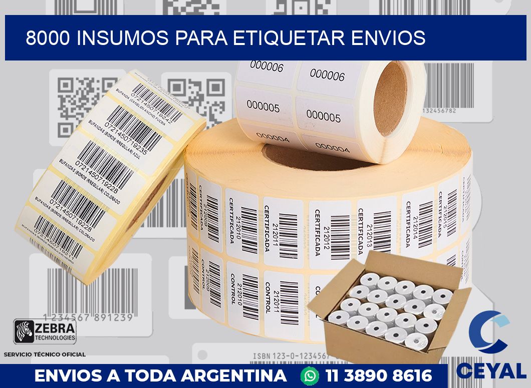 8000 Insumos para etiquetar envios