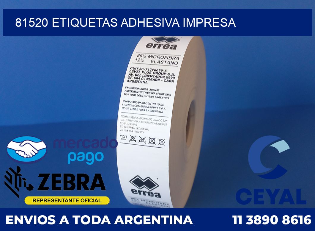81520 etiquetas adhesiva impresa