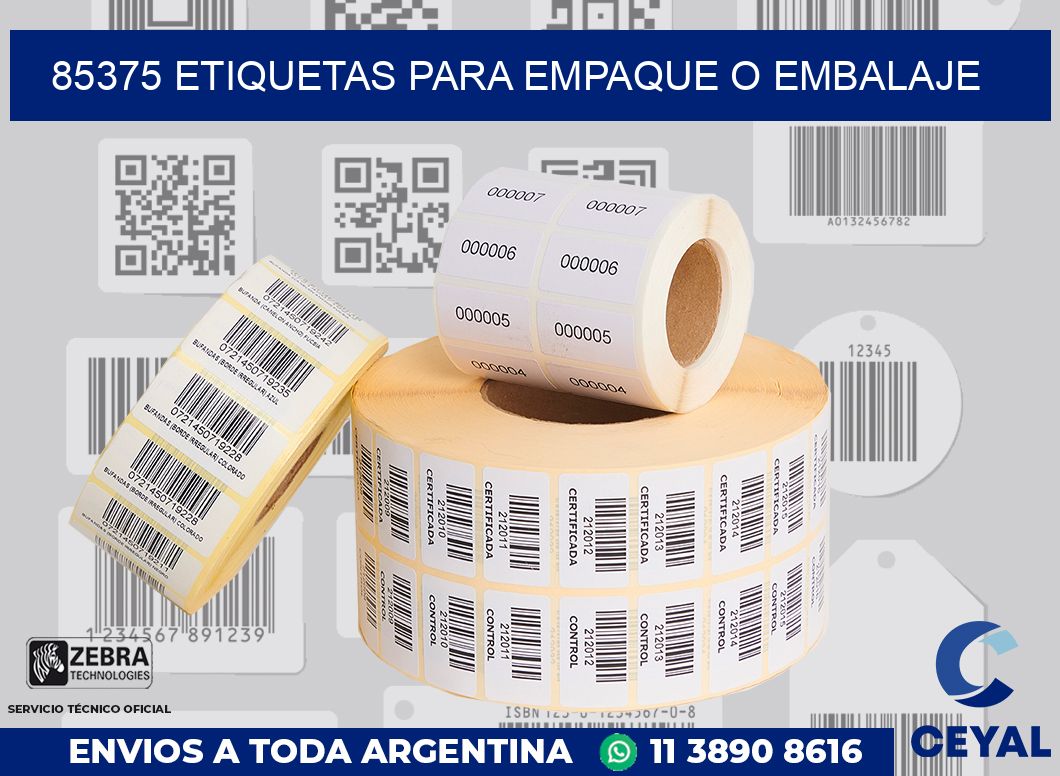 85375 Etiquetas para empaque o embalaje