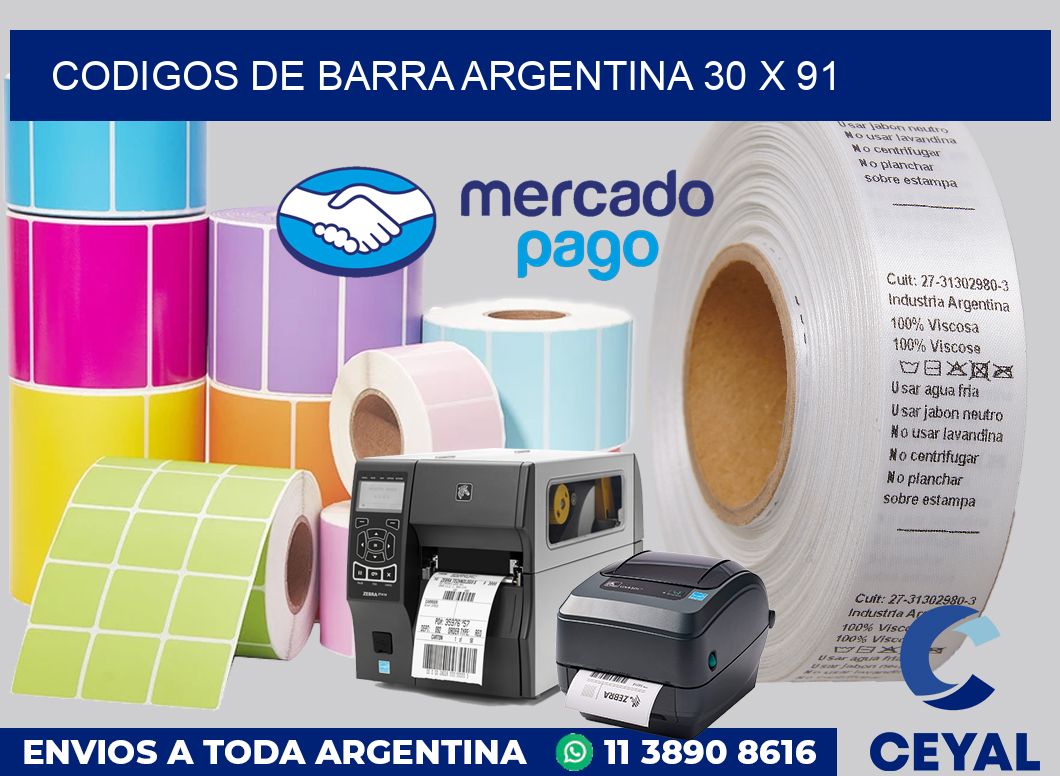 Codigos de barra Argentina 30 x 91