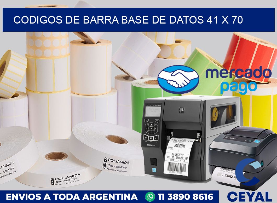 Codigos de barra base de datos 41 x 70