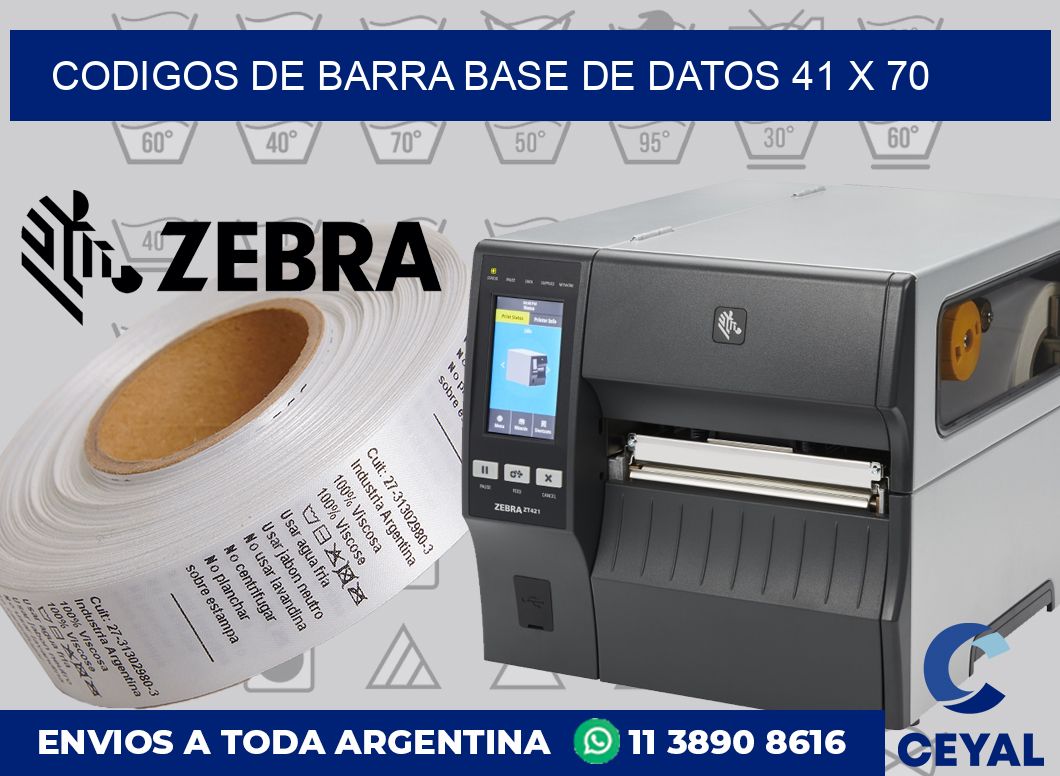 Codigos de barra base de datos 41 x 70