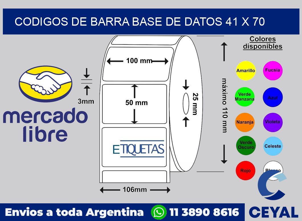 Codigos de barra base de datos 41 x 70