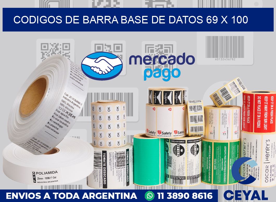 Codigos de barra base de datos 69 x 100