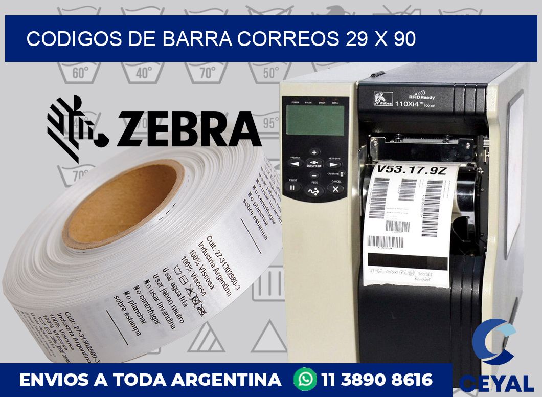 Codigos de barra correos 29 x 90