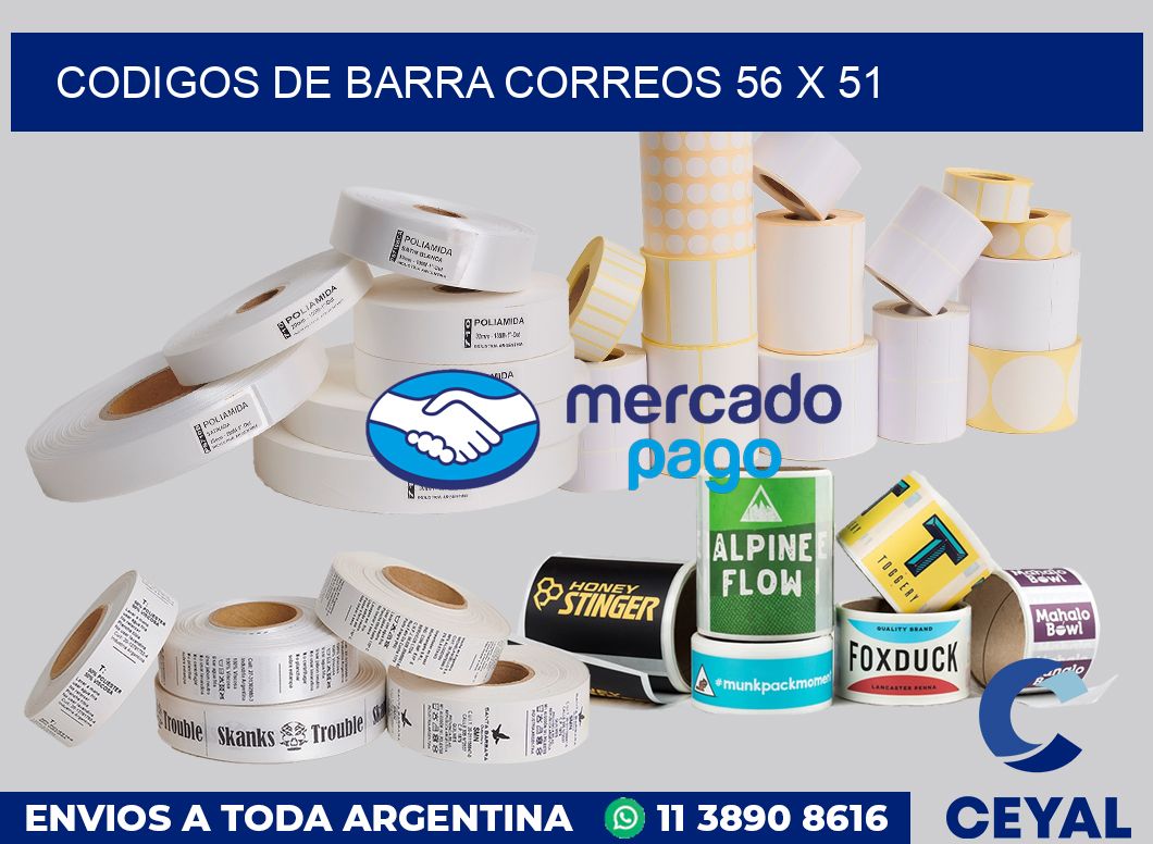 Codigos de barra correos 56 x 51