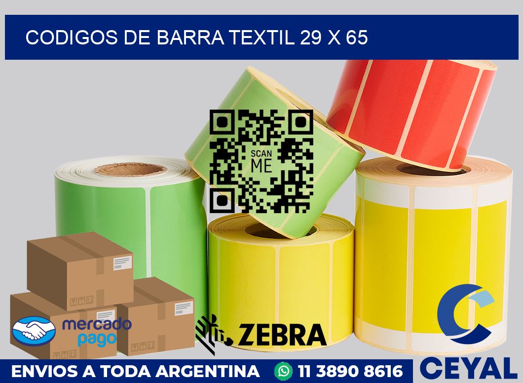 Codigos de barra textil 29 x 65