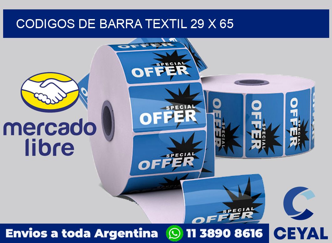 Codigos de barra textil 29 x 65