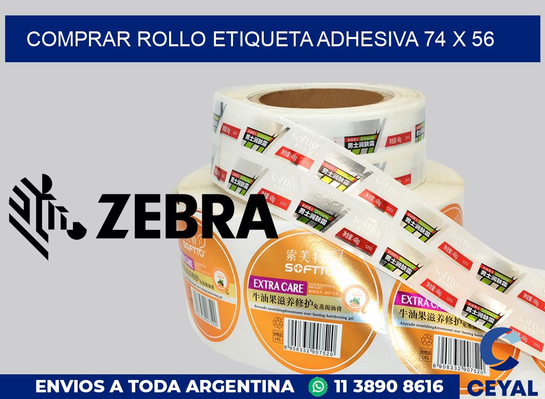 Comprar rollo etiqueta adhesiva 74 x 56