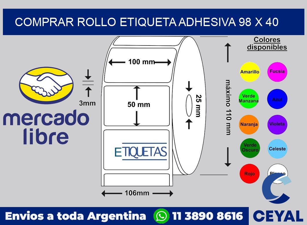 Comprar rollo etiqueta adhesiva 98 x 40