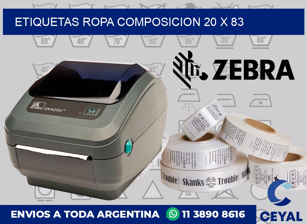 Etiquetas ropa composicion 20 x 83