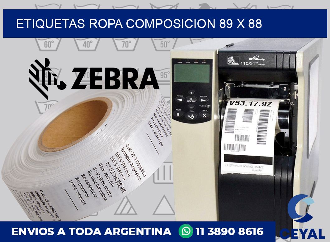 Etiquetas ropa composicion 89 x 88