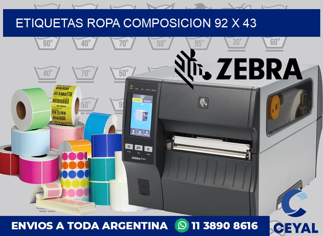 Etiquetas ropa composicion 92 x 43