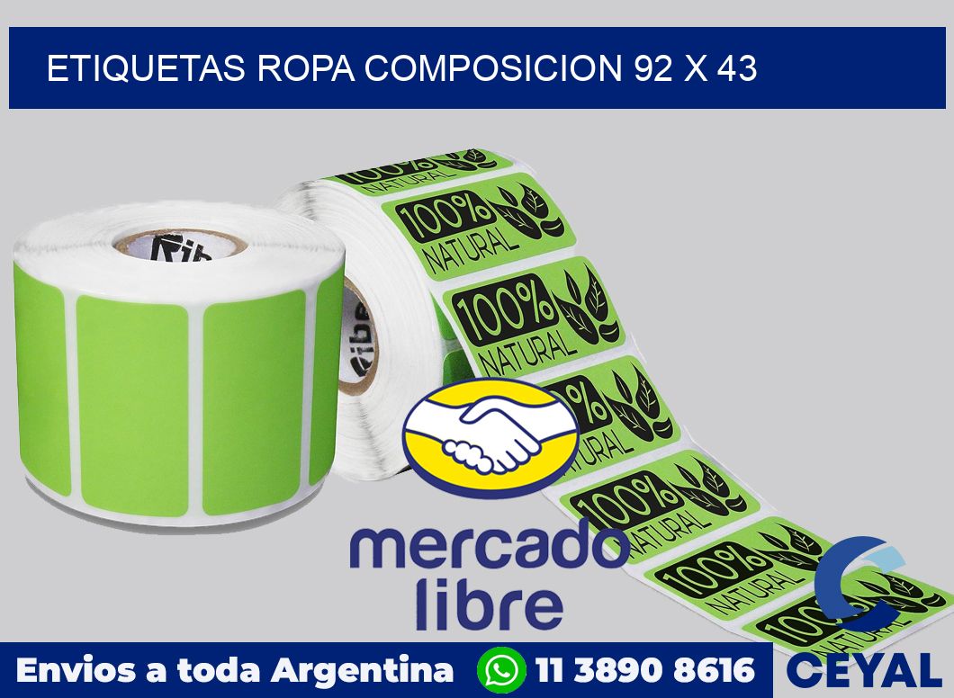 Etiquetas ropa composicion 92 x 43