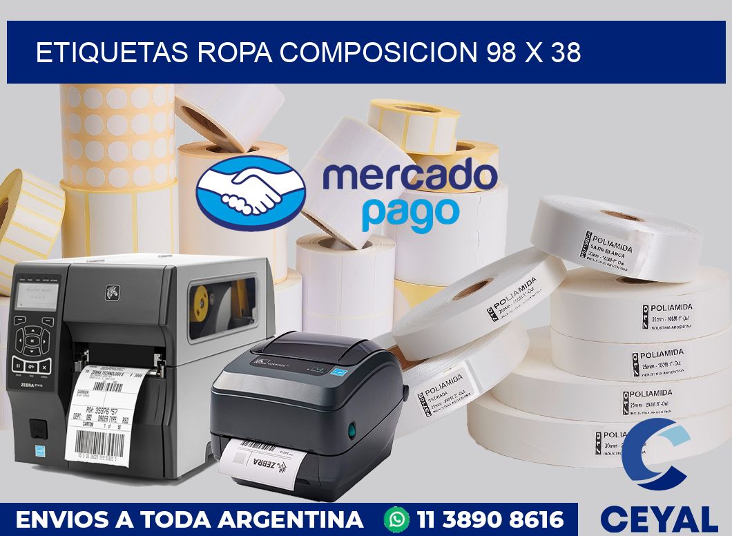 Etiquetas ropa composicion 98 x 38