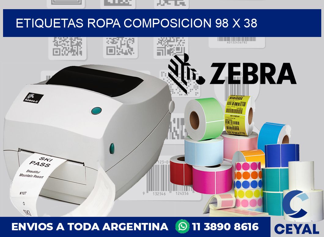 Etiquetas ropa composicion 98 x 38
