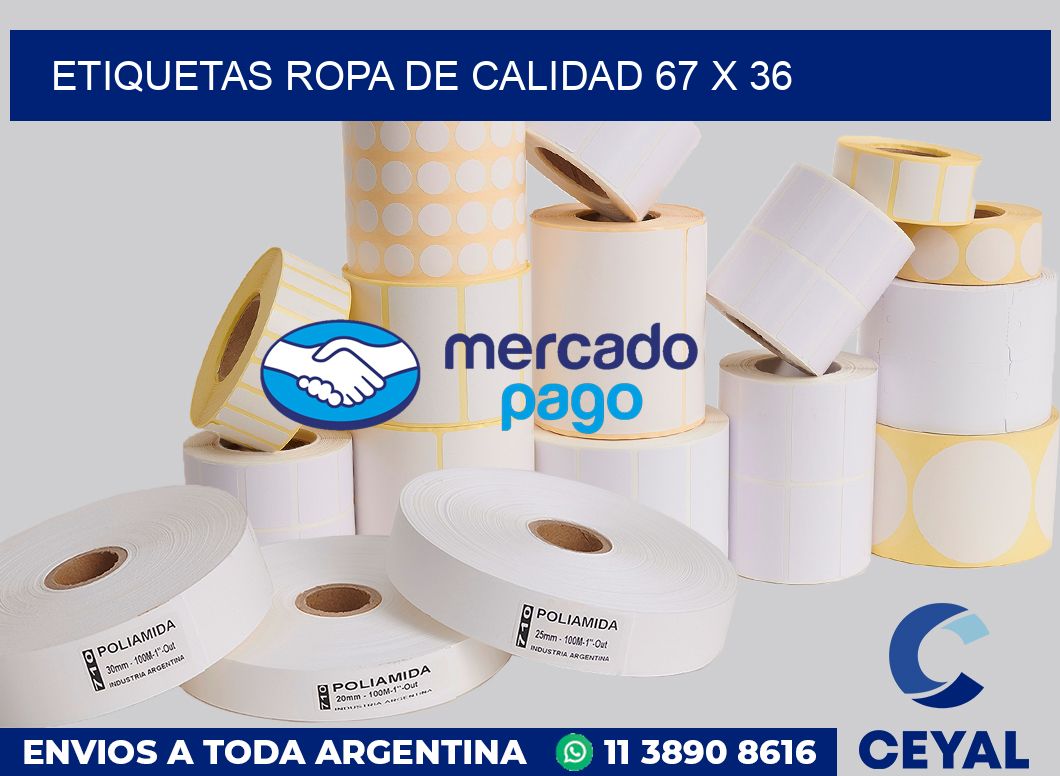 Etiquetas ropa de calidad 67 x 36