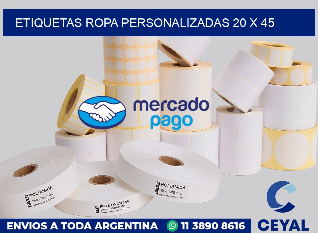 Etiquetas ropa personalizadas 20 x 45