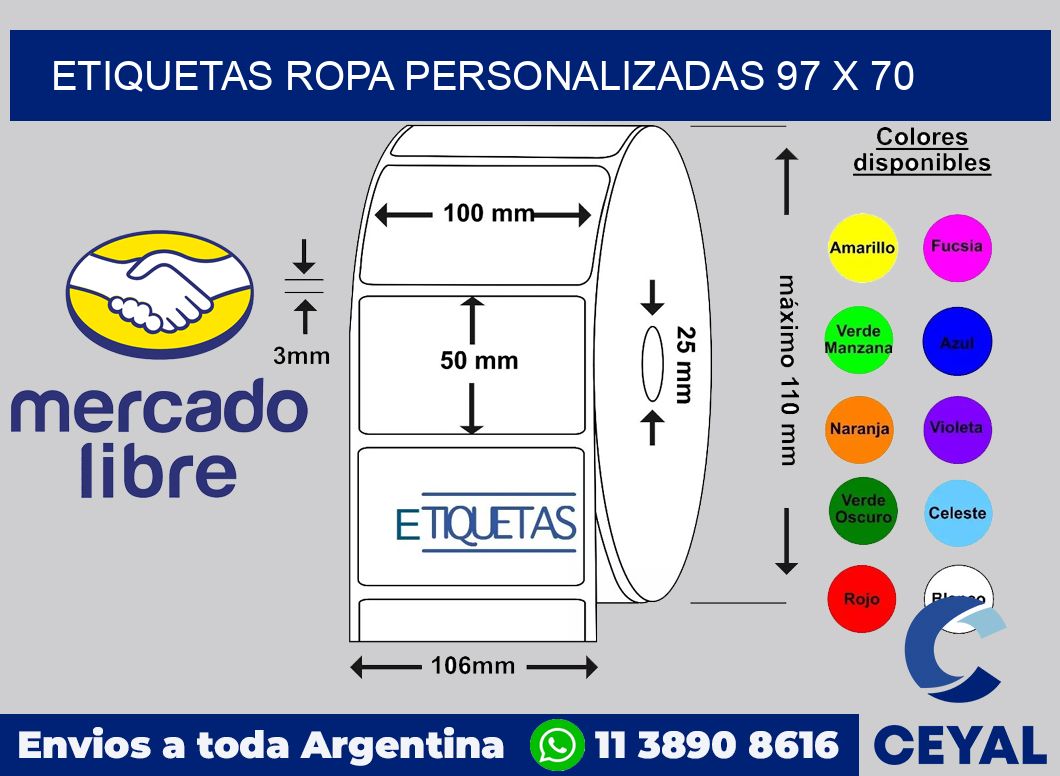 Etiquetas ropa personalizadas 97 x 70