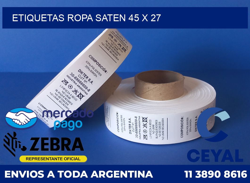 Etiquetas ropa saten 45 x 27