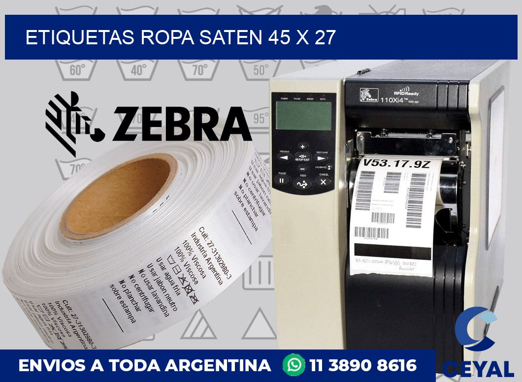 Etiquetas ropa saten 45 x 27