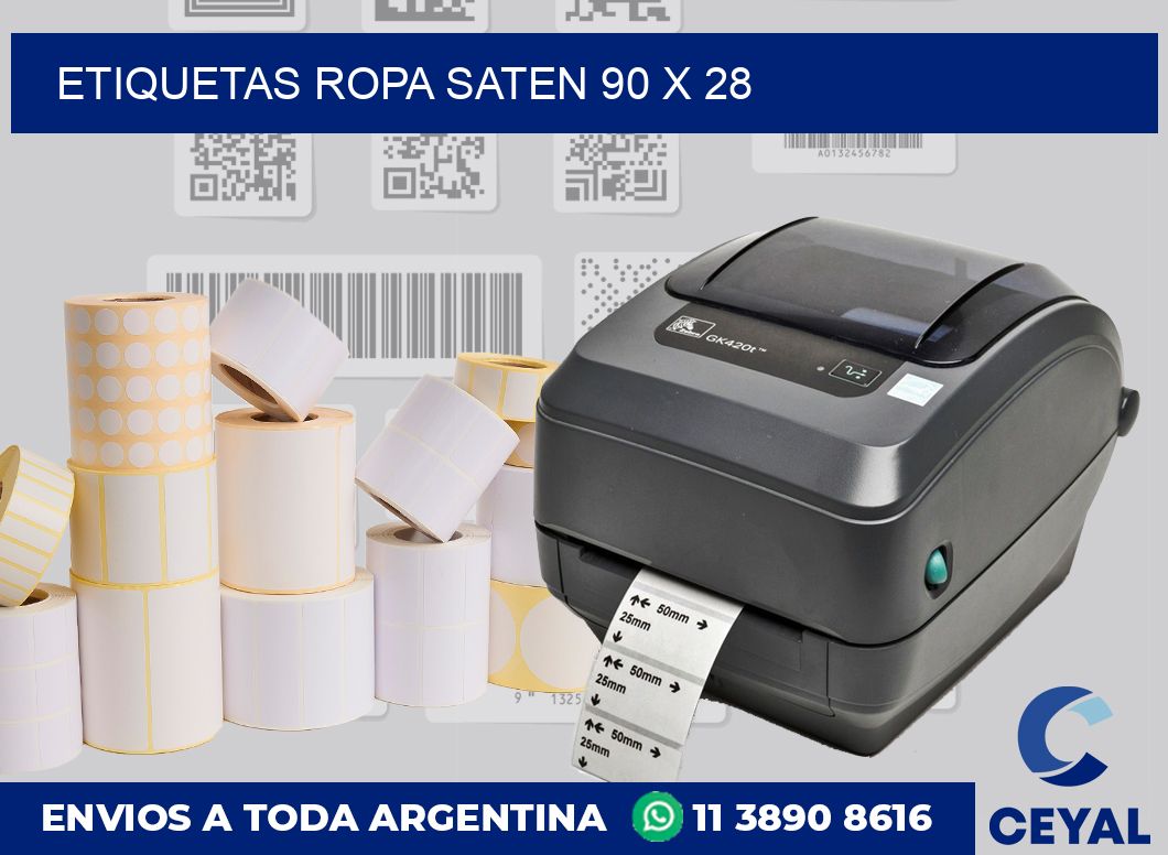 Etiquetas ropa saten 90 x 28