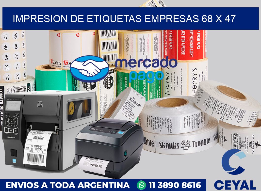 Impresion de etiquetas empresas 68 x 47