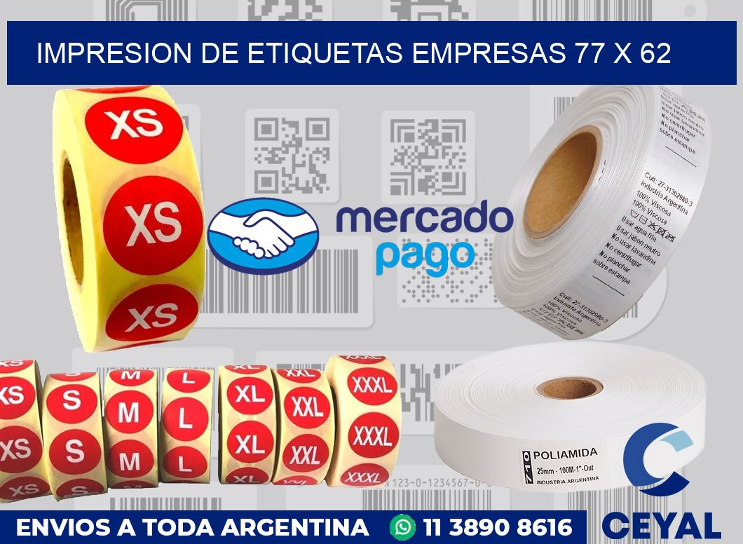 Impresion de etiquetas empresas 77 x 62