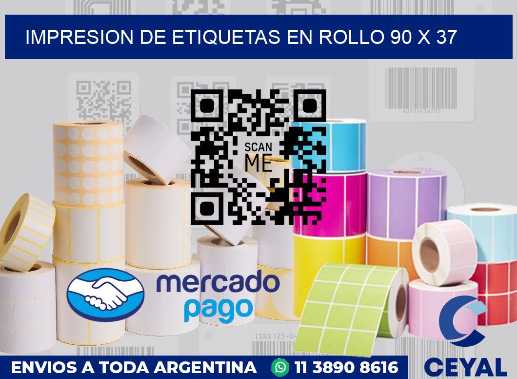 Impresion de etiquetas en rollo 90 x 37