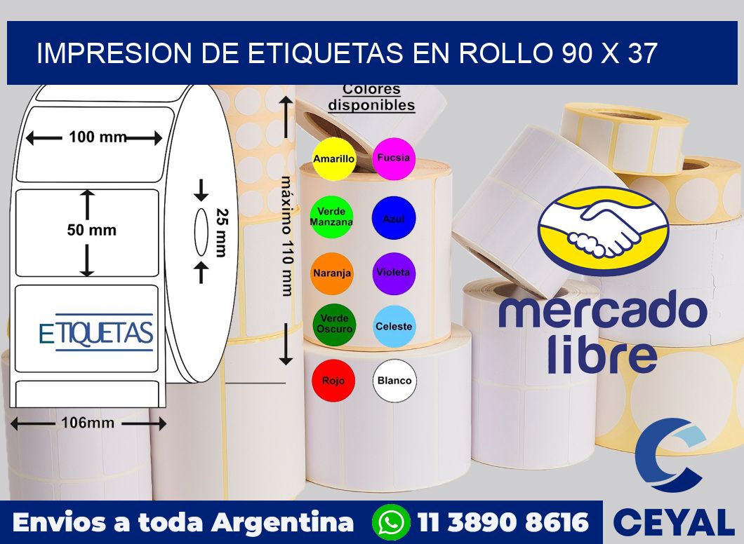 Impresion de etiquetas en rollo 90 x 37