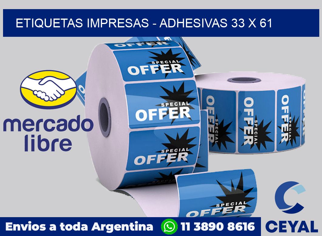 etiquetas impresas - Adhesivas 33 x 61