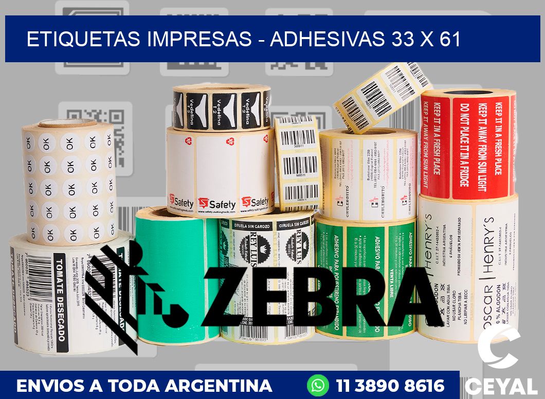 etiquetas impresas - Adhesivas 33 x 61