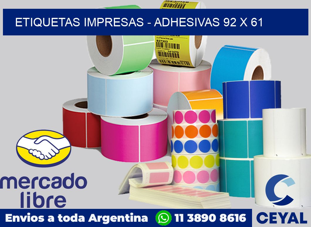 etiquetas impresas - Adhesivas 92 x 61