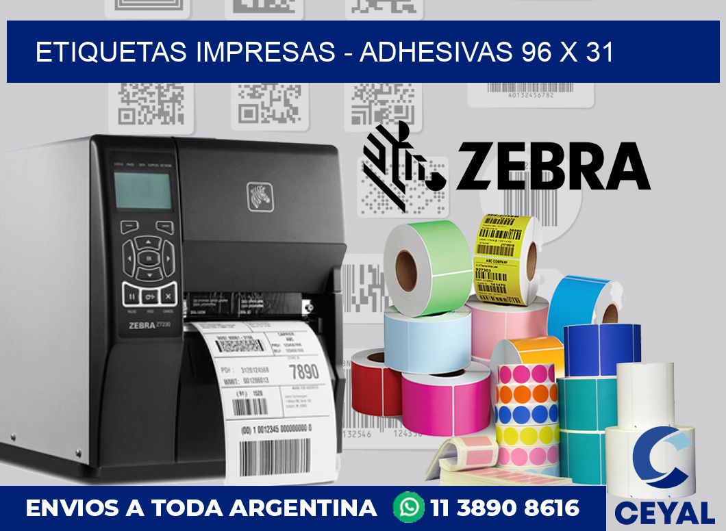 etiquetas impresas – Adhesivas 96 x 31