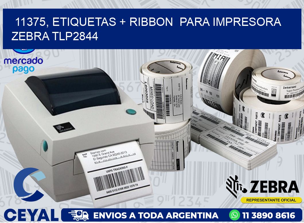 11375, etiquetas + ribbon  para impresora zebra TLP2844