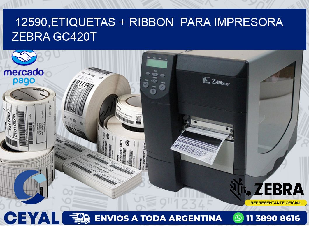 12590,etiquetas + ribbon  para impresora zebra GC420T