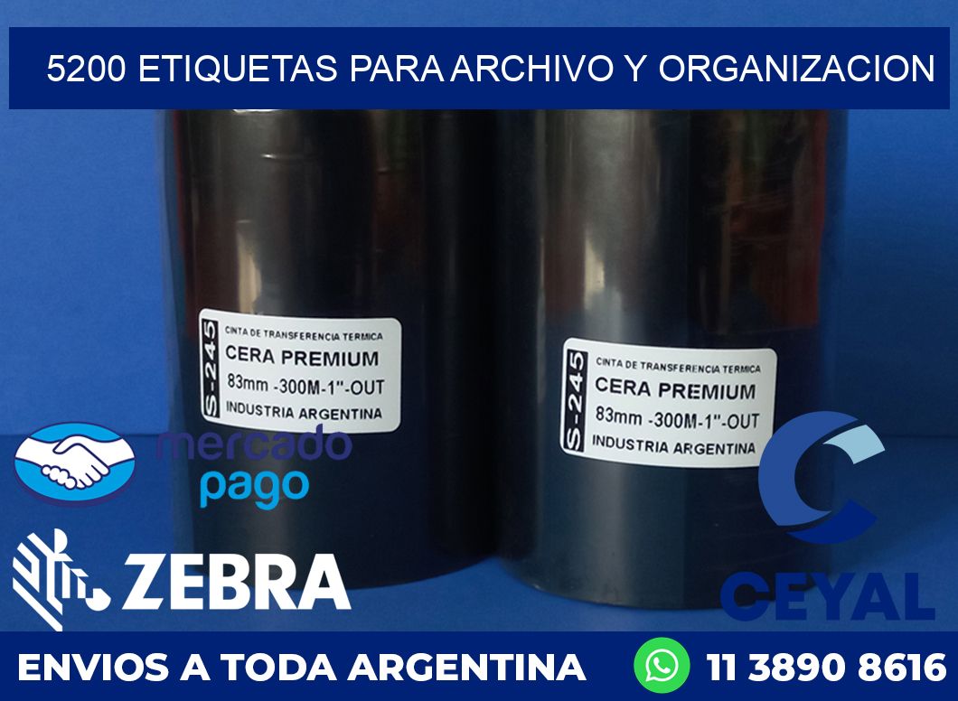 5200 ETIQUETAS PARA ARCHIVO Y ORGANIZACION