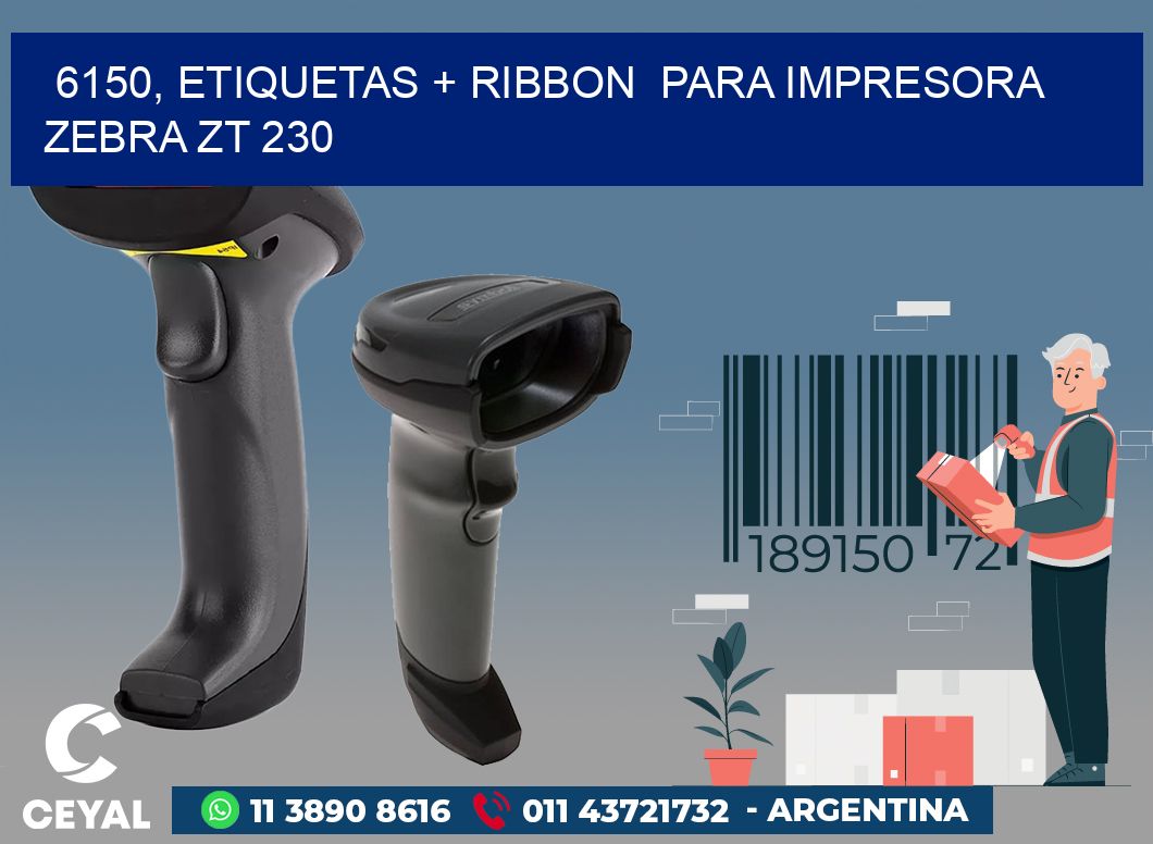 6150, etiquetas + ribbon  para impresora zebra ZT 230