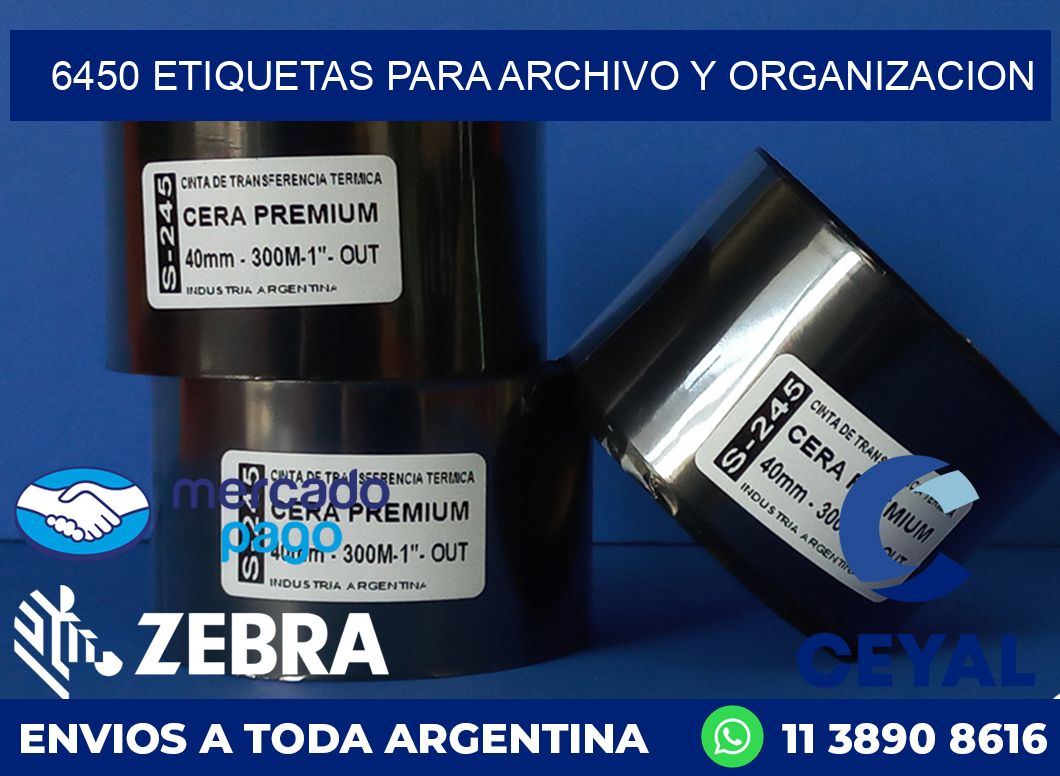 6450 ETIQUETAS PARA ARCHIVO Y ORGANIZACION