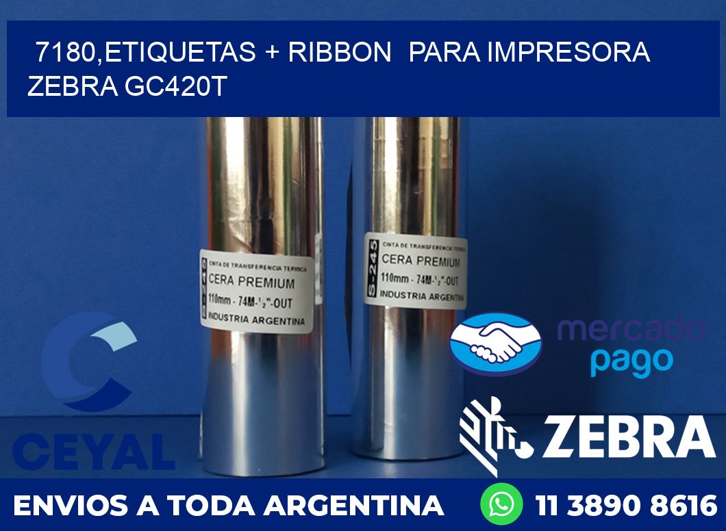 7180,etiquetas + ribbon  para impresora zebra GC420T