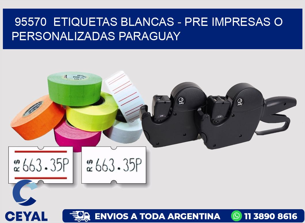 95570  ETIQUETAS BLANCAS - PRE IMPRESAS O PERSONALIZADAS PARAGUAY