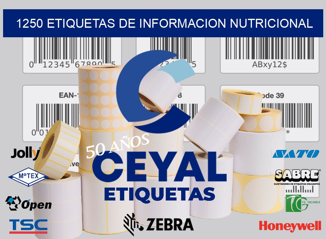 1250 ETIQUETAS DE INFORMACION NUTRICIONAL