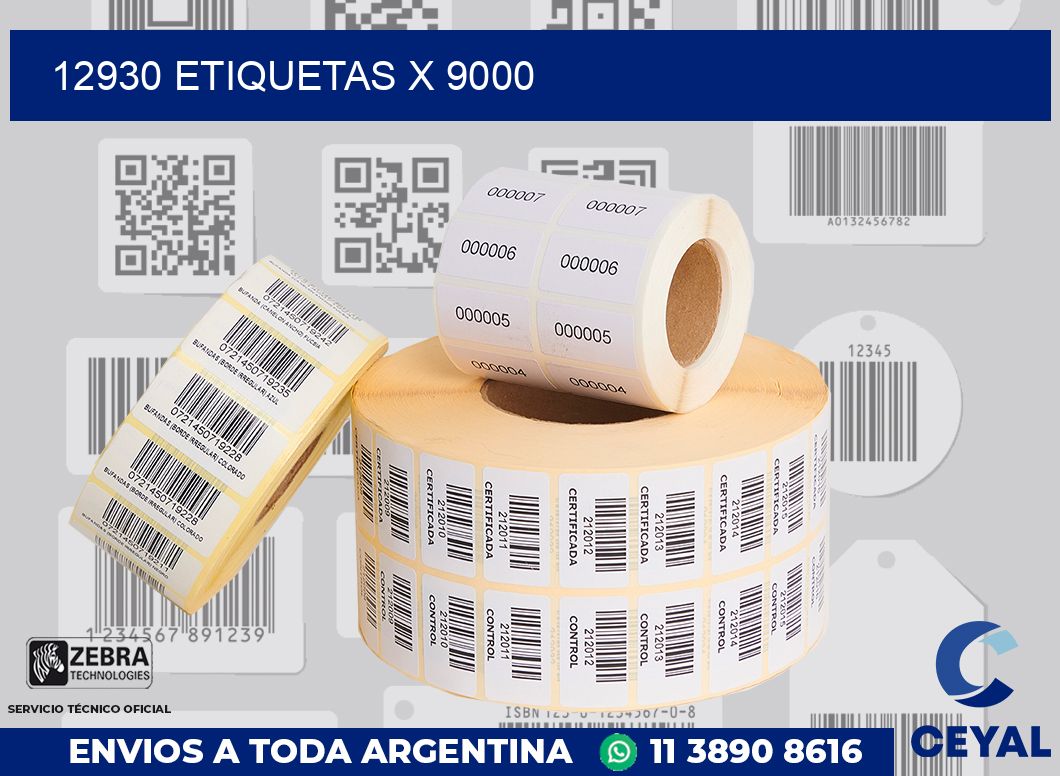 12930 Etiquetas x 9000