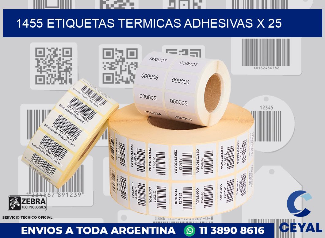 1455 etiquetas termicas adhesivas x 25
