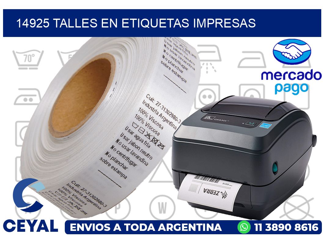 14925 TALLES EN ETIQUETAS IMPRESAS