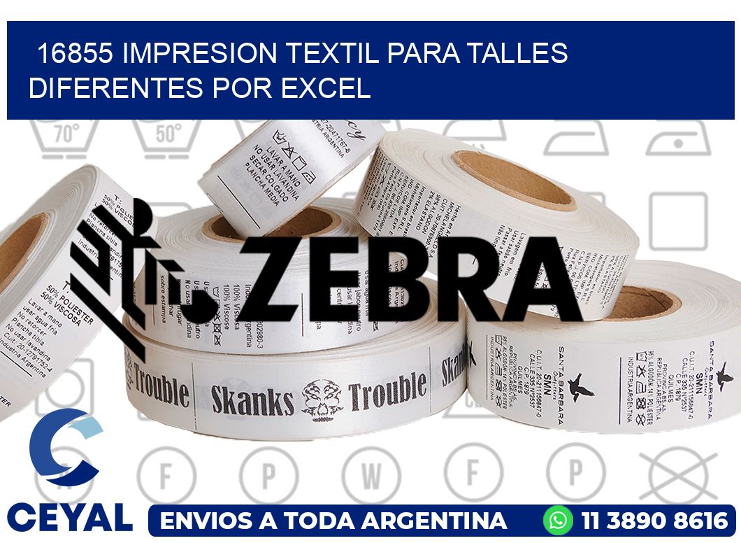 16855 IMPRESION TEXTIL PARA TALLES DIFERENTES POR EXCEL